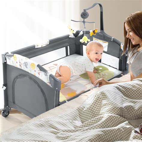 Amazon.com : 5-in-1 Baby Bassinet Bedside Crib, Pack and Play Long Next ...