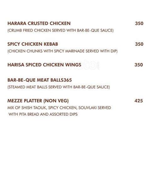 Menu at Ten Towns, Chandigarh, Madhya Marg