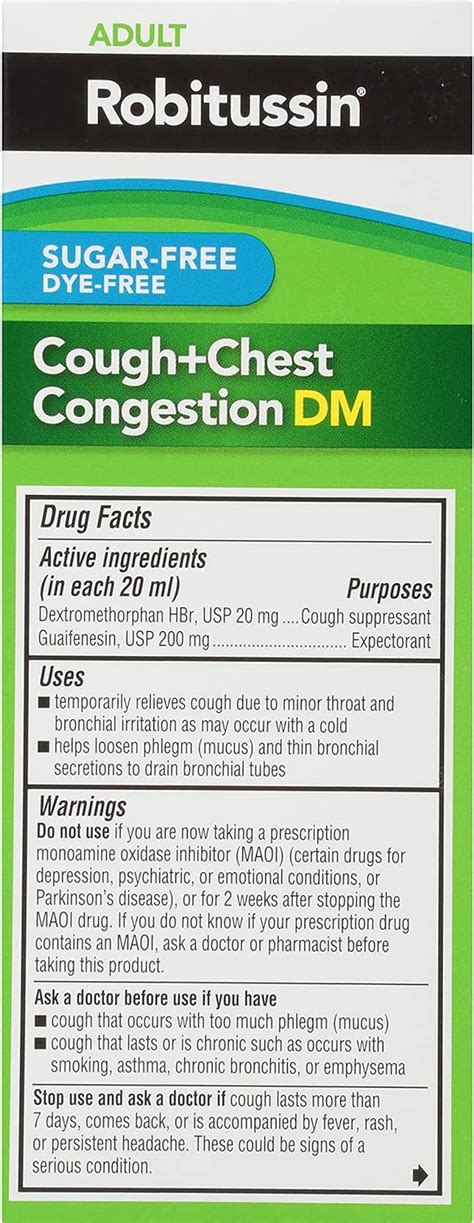 Robitussin Sugar Free Cough Chest Congestion DM - India | Ubuy