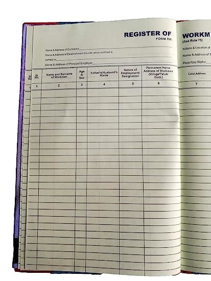 LRS Register of Workman Employed by Contractor Form XIII Rule 75 ...