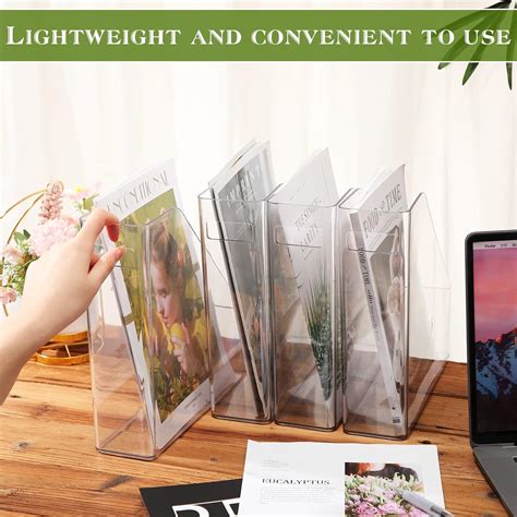 Buy 6 Pieces Clear Acrylic Magazine File Holder Plastic Desk Organizer ...