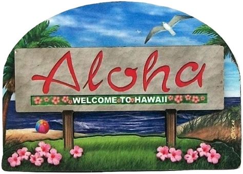 Hawaii State Welcome Sign Artwood Magnet