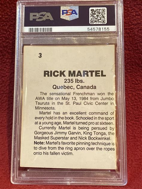 1985 Wrestling All Stars Card #3 Rick Martel PSA 2.5 AWA WWF WWE The ...