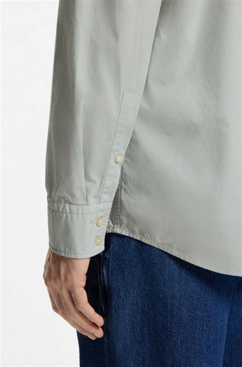 BOSS - Regular-fit shirt in cotton poplin with embroidered logo - Light ...
