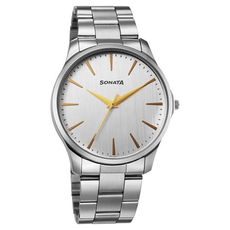 Buy Online Sonata Traditional Essentials Quartz Analog Silver Dial ...