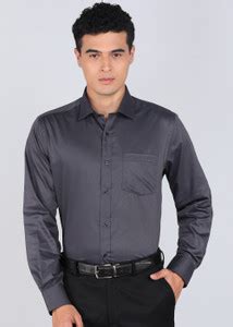 PARK AVENUE Men Solid Formal Grey Shirt - Buy PARK AVENUE Men Solid ...