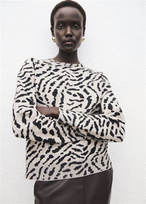 Jersey punto animal print - Mujer | MANGO España (Península y Baleares)