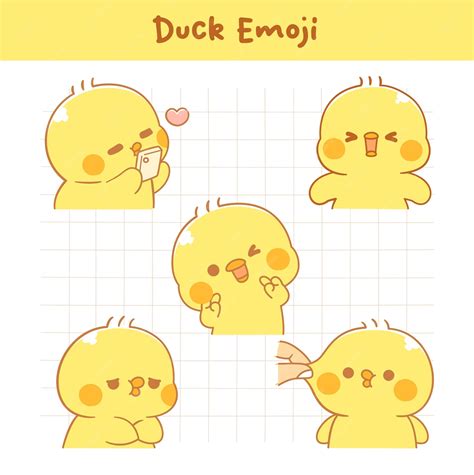 Premium Vector | Cute Kawaii Duck face expression emoji sticker collection