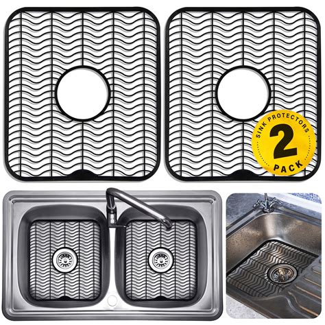 DecorRack 2 Small Kitchen Sink Protectors, Double Grid Design, 12 x 11 ...