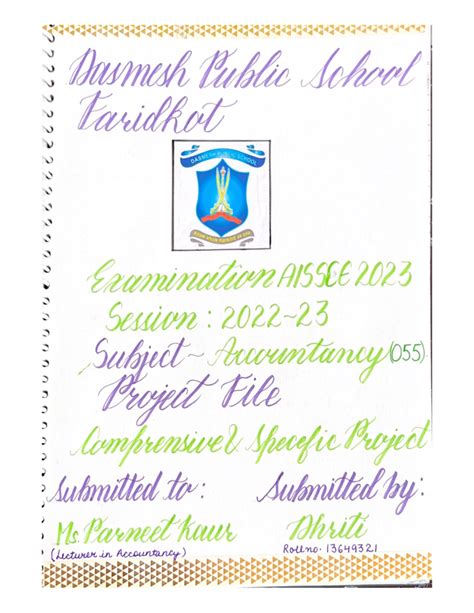 Accountancy XII Project Details - Dasmesh Public School Faridkat ...