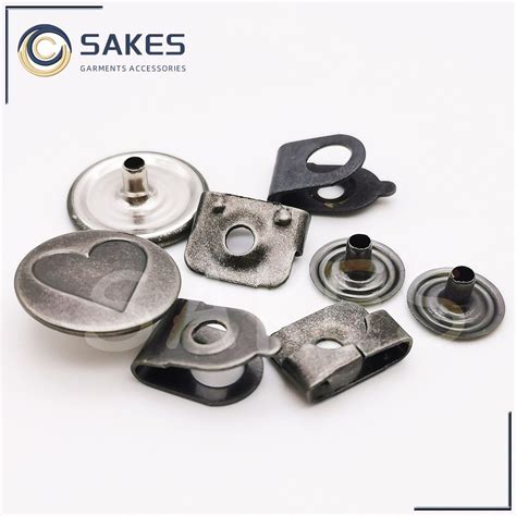 Stainless Steel Anti-Silver Hook & Eye Snap Button with Engraved Heart ...