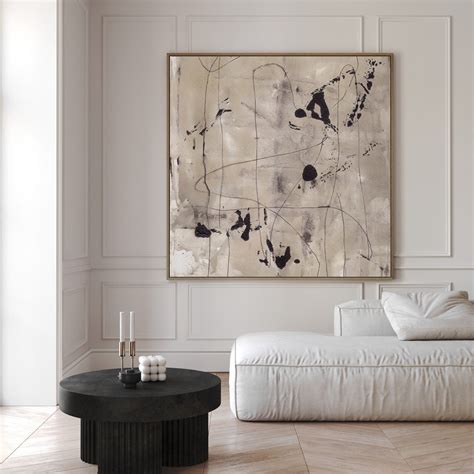 Beige and Black Abstract Art Print - Neutral Color Minimalist Painting ...
