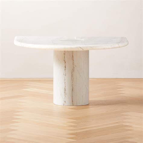 Liguria Modern Round White Marble Side Table with White Marble Base | CB2