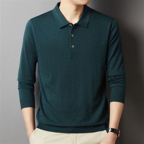 Long Sleeve Polo Shirt // Dark Green (XS) - Atom Long Sleeved Polos ...