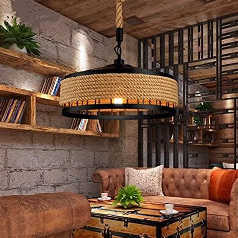 Buy VRCT Vintage Pendant Lighting Hemp Rope Bamboo Antique Retro Loft ...