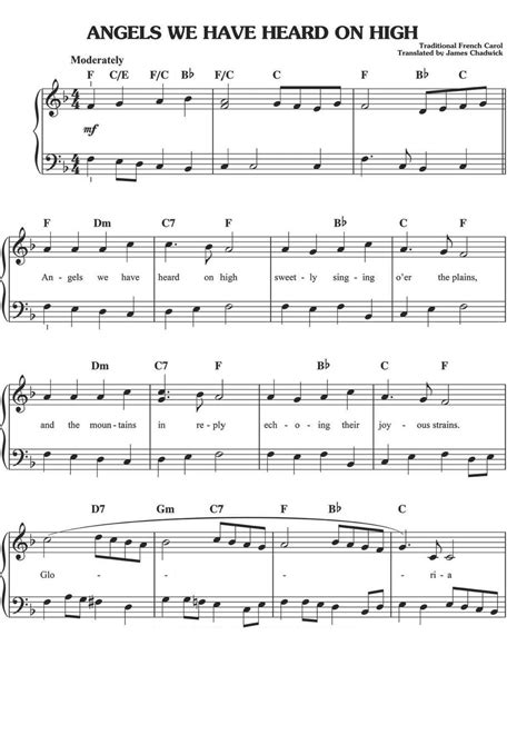 Angels We Have Heard on High Hymn Music Sheet Christmas Carol Digital ...