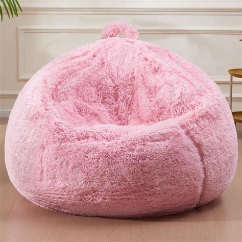Amazon.com: Fluffy Bean Bag for Stuffed Animals Storage, Faux Fur ...