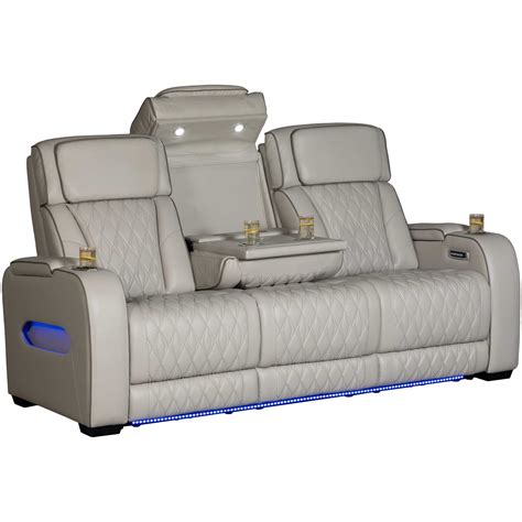 Gray Leather Dual Power Zero Gravity Recline Sofa | 0L0-271PRS | AFW.com