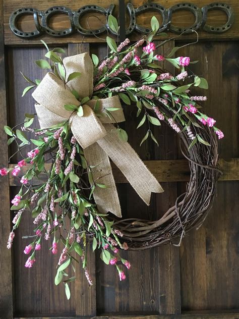 Summer Wreath/farmhouse Summer Wreath/pink Wreath/front Door Wreath ...