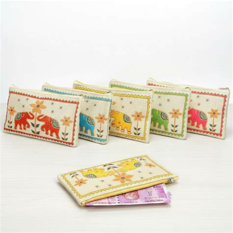 Handcrafted Elephant Embroidered Fabric Pouch – Traditional Ethnic Min ...