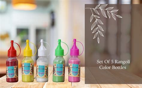 Buy eCraftIndia Set of 5 Rangoli Colours Bottles - Rangoli Tool Kit ...