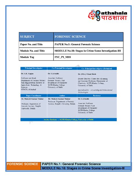 Forensic Science Module 3: Stages in Crime Scene Investigation - Studocu