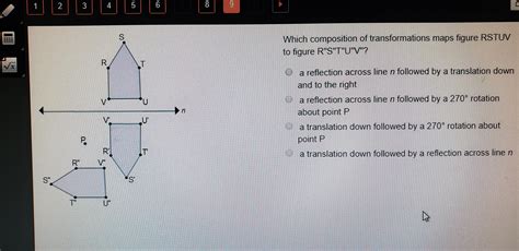 Which composition of transformations maps figure RSTUV to figure R"S"T ...