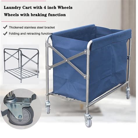 Collapsible Laundry Cart with Wheels Commercial Folding Laundry Cart ...