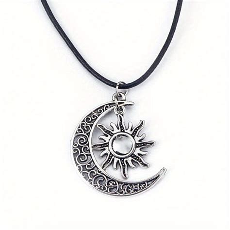 Vintage Silvery Bronze Moon & Sun Leather Choker Necklace – BLING QUEEN