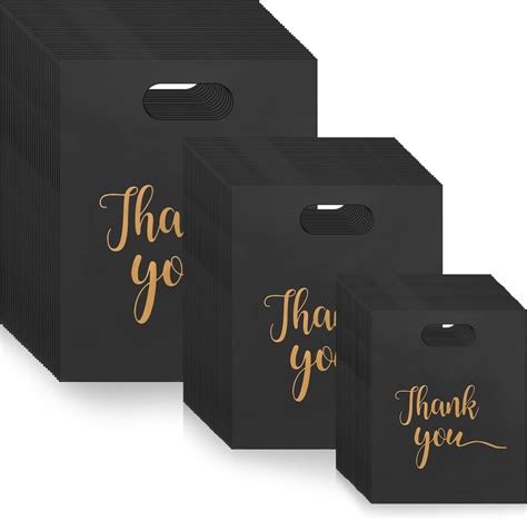 HIMOMO Mini Thank You Bags,300PCS 3 Size Plastic Thank You bags, Thick ...