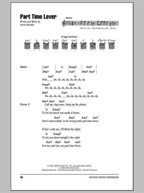 Stevie Wonder "Part Time Lover" Sheet Music Notes, Chords | Download ...