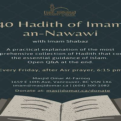 40 Hadith of Imam Nawawi Halaqa, 1659 E 10th Ave, Vancouver, 20 May to ...