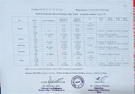 Academic & Clinical Schedule