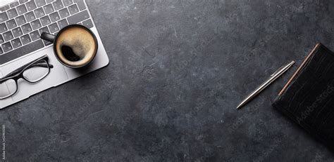 Image Work Desk with Laptop and Coffee 的图像结果