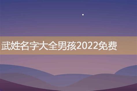 武姓名字大全男孩2022免费-起名网