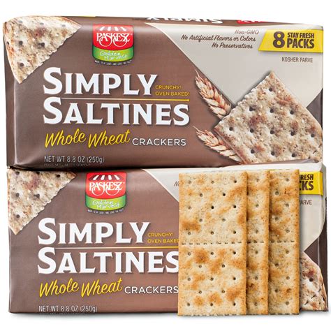 Amazon.com: Paskesz Simply Saltines Crackers - Whole Wheat Saltine ...