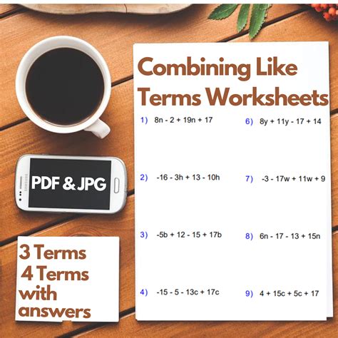 combining like terms worksheets with answers : Algebra 1 - Basics ...