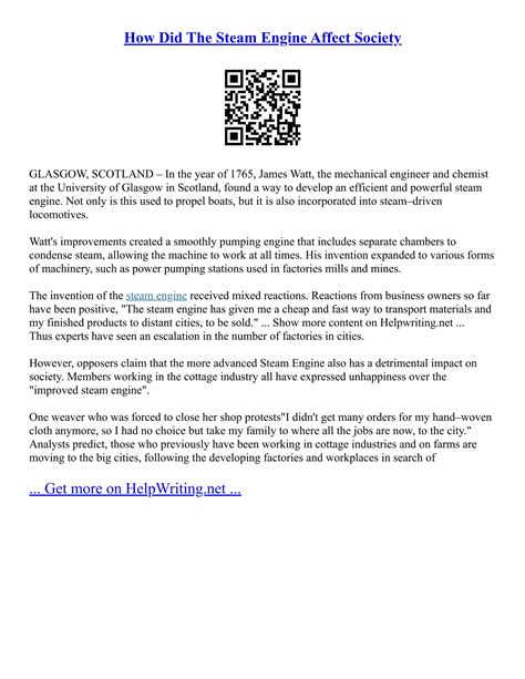 How Did The Steam Engine Affect Society | PDF