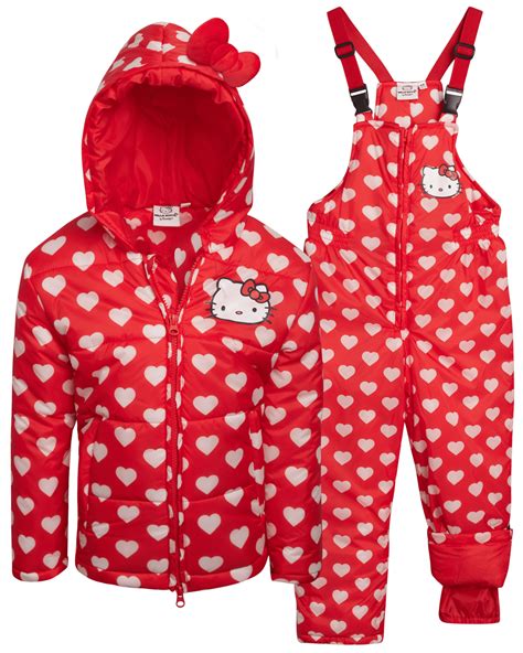 Hello Kitty Little Girls' Ski Set - 2 Piece Ski Jacket and Snow Bib ...