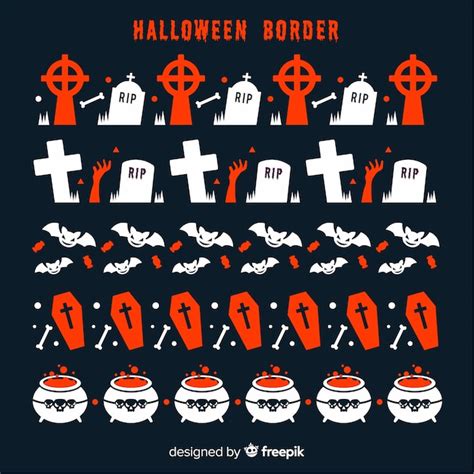 Red and white collection of halloween borders | Free Vector