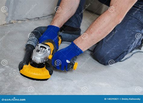 Concrete Floor Surface Grinding by Angle Grinder Machine Stock Image ...