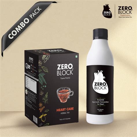 COMBO PACK of ZERO BLOCK (500ml) & ZERO BLOCK HEARTCARE HERBAL TEA (25 ...
