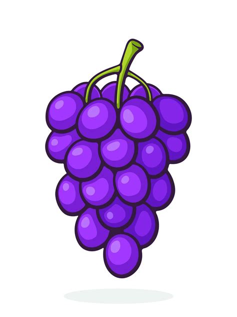 Cartoon illustration of a bunch of grapes with round purple berries ...