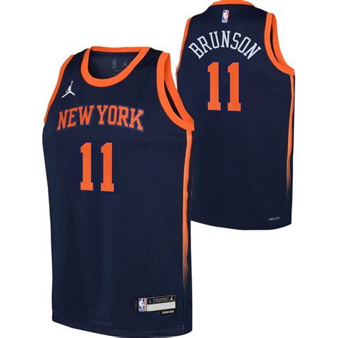 Nike Youth New York Knicks Jalen Brunson #11 Statement Jersey, S - Navy ...