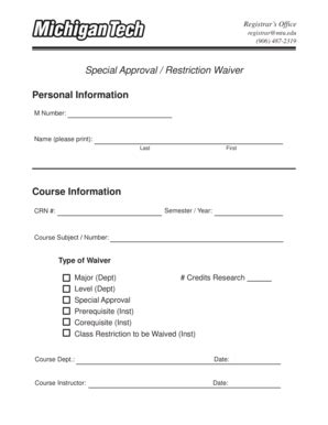Special Approval Waiver Form - Blank Fillable Template | Fill Out ...