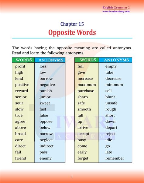 200 Common Opposite Words List In English Grammareer, 50% OFF