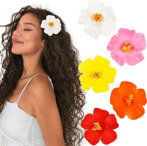 Amazon.com : TEBIEKOY 3Pcs Hawaiian Flower Hair Clips for Women ...
