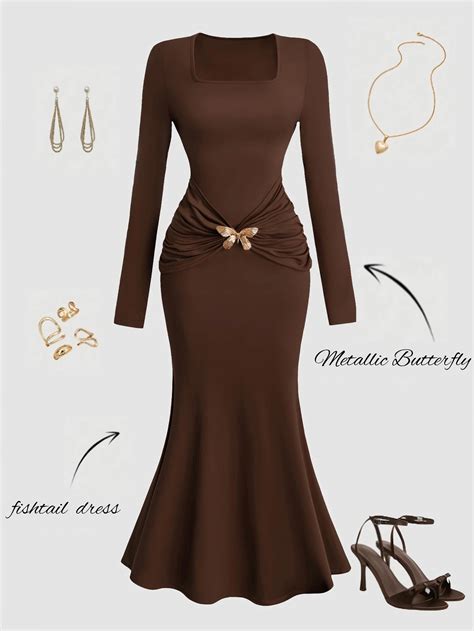 Metallic Decor Fishtail Dress | Savana | Bestsellers