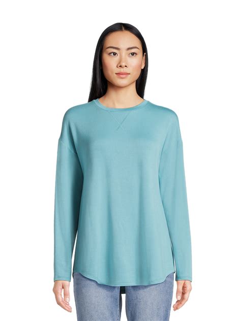 Time and Tru Women's Relaxed Fit Super Soft Knit Tunic Top with Long Sleeves, Sizes XS-XXXL ...