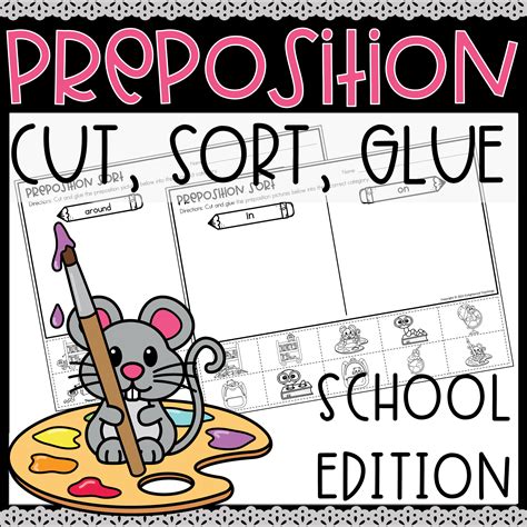 School Preposition Sort Worksheets Cut Glue Paste Sorting Positional ...